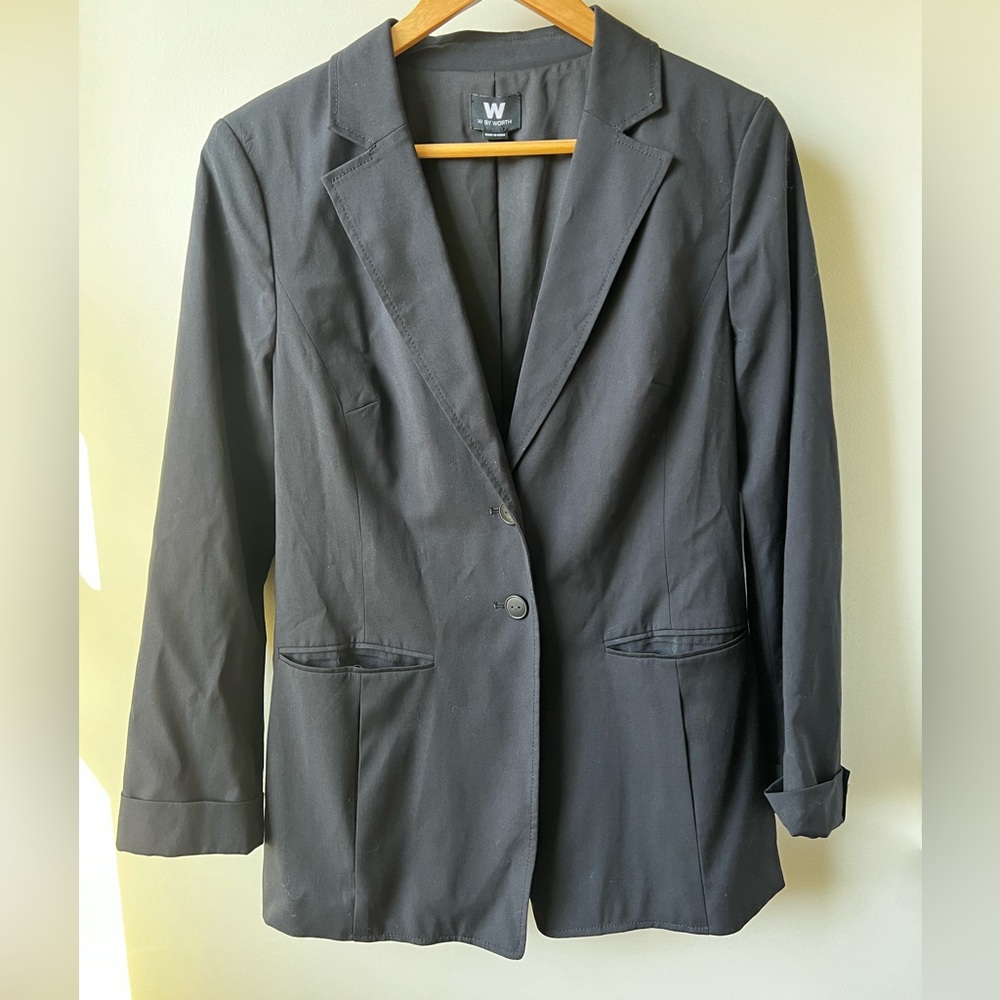 W BY WORTH Black Blazer Office Career Minimalist Closet Staple Capsule 12